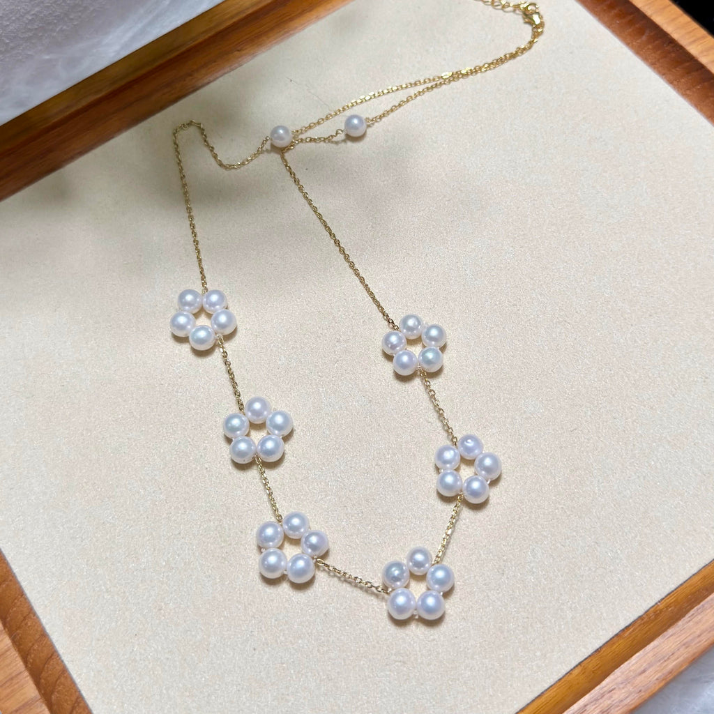 Delicate Pearl Flower Jewelry Set – Necklace & Earrings