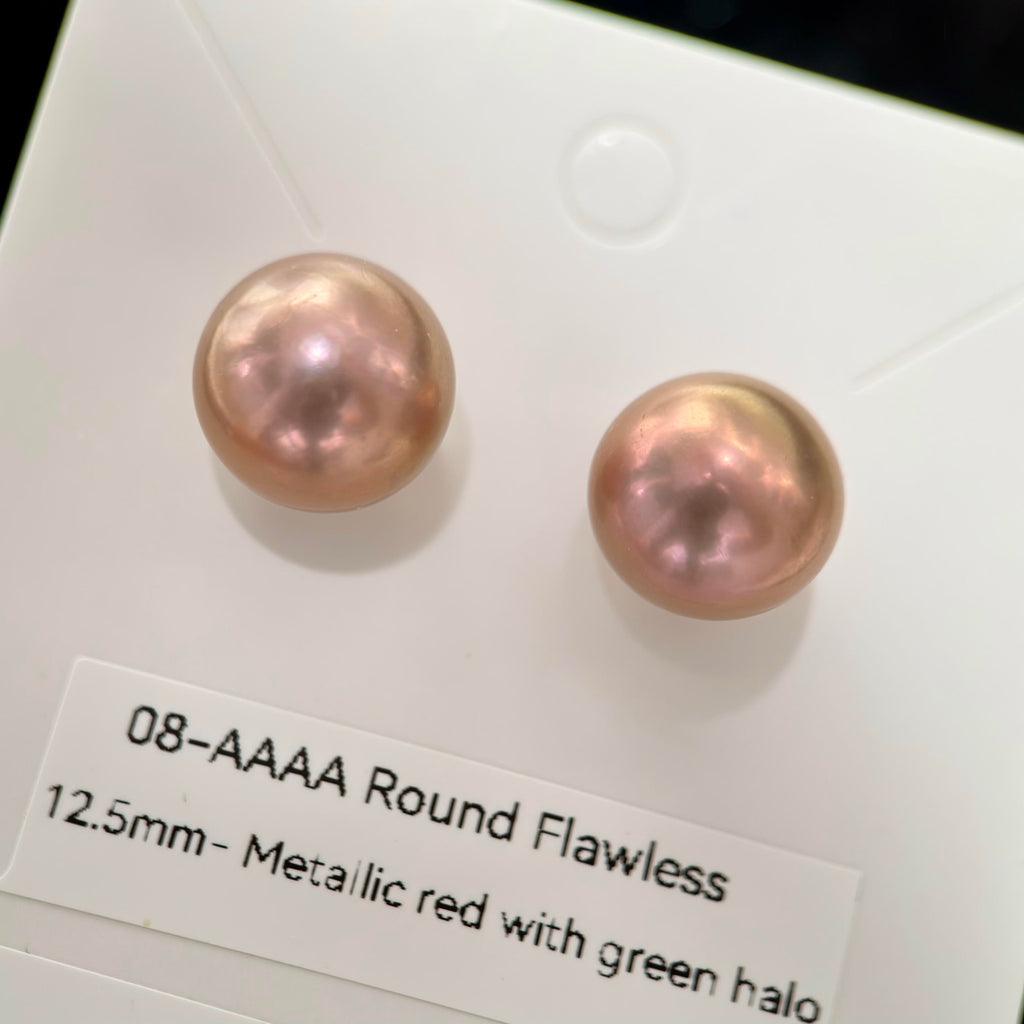 Natural Freshwater Pearl Stud Earrings | 10–13mm Pink, Purple & Metallic Pearls | Choose Your Pair