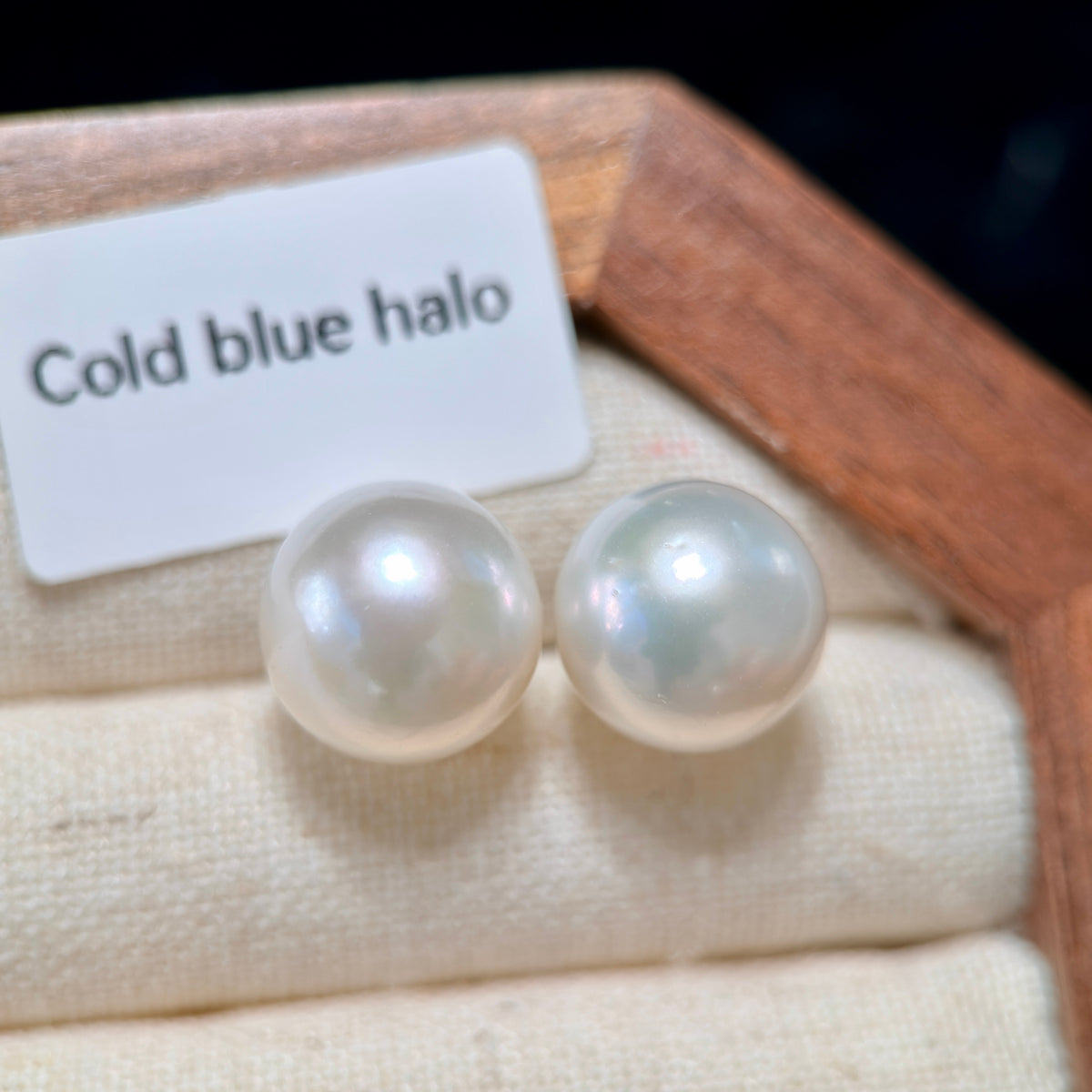 12mm White Freshwater Pearl Stud Earrings – Four Halo Colour Variations
