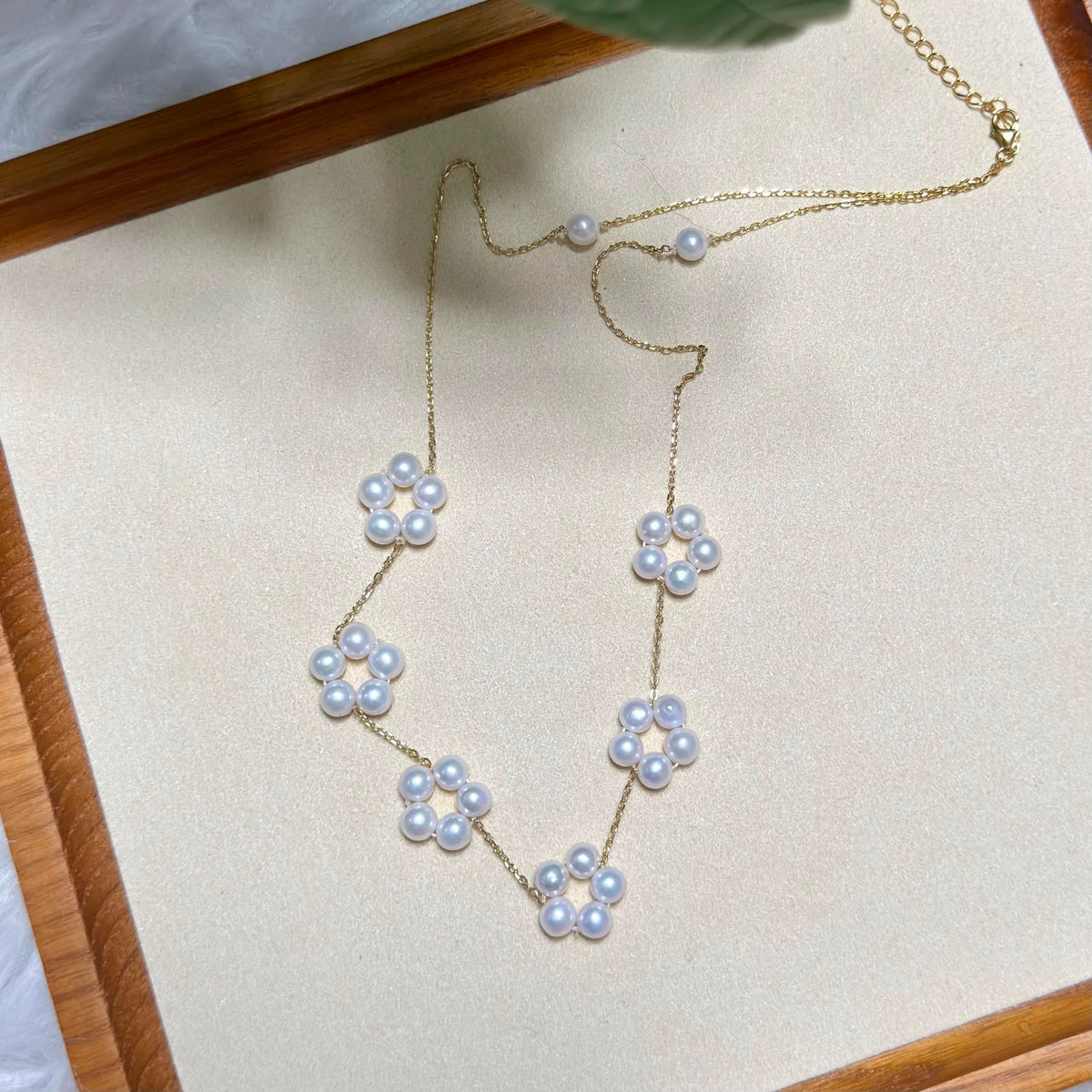 Delicate Pearl Flower Jewelry Set – Necklace & Earrings