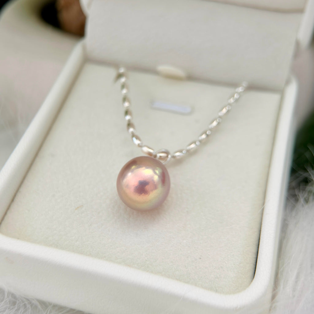 13.1mm Metallic Pink Golden Green Freshwater Pearl Pendant