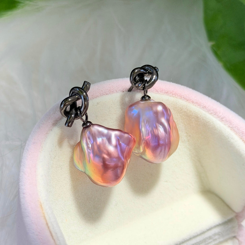 Artistic 17.5mm Multicolor Baroque Pearl Drop Earrings
