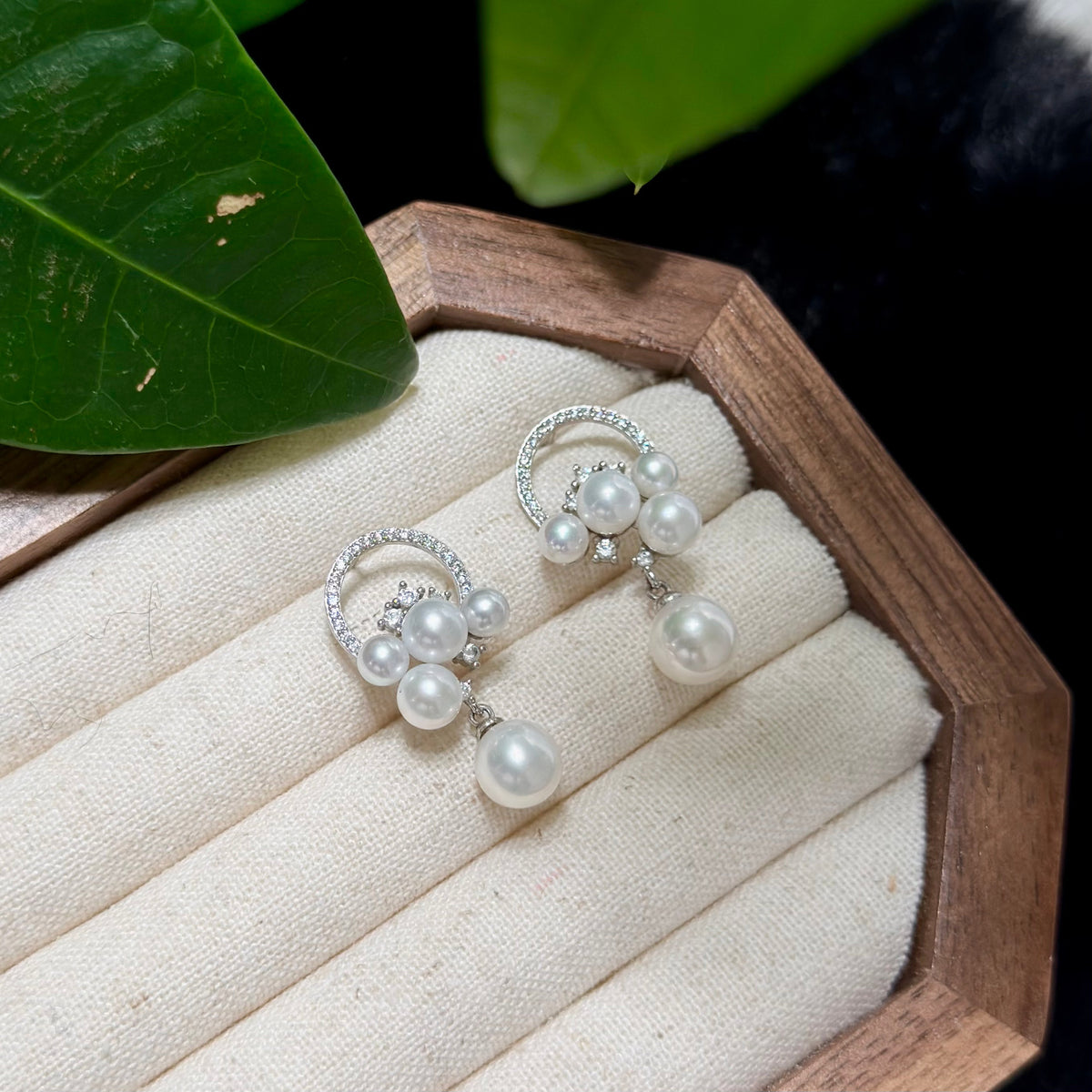 Sparkling Multi-Pearl Cluster Drop Earrings