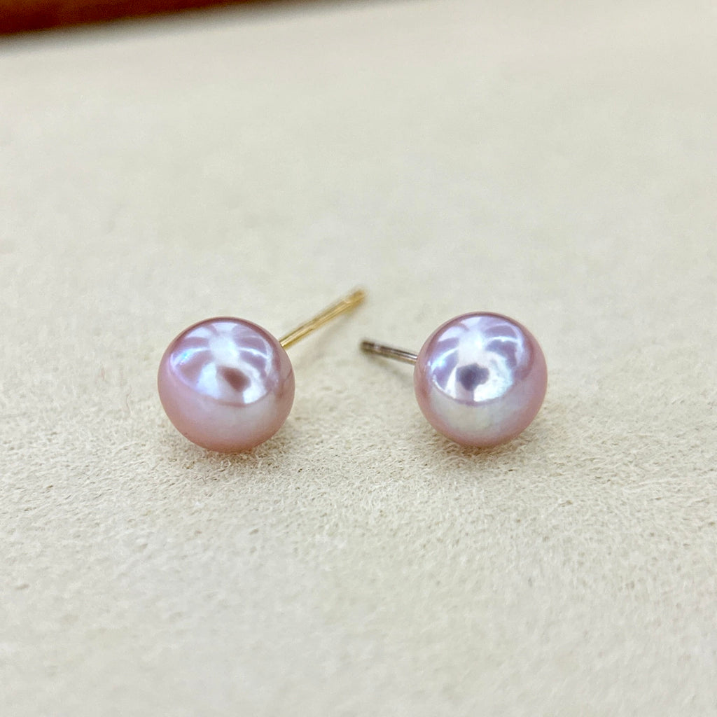 Colorful Flat Freshwater Pearl Stud Earrings – Minimalist