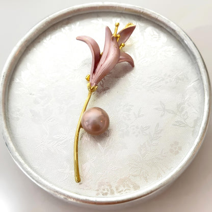 Pink Lily Brooch