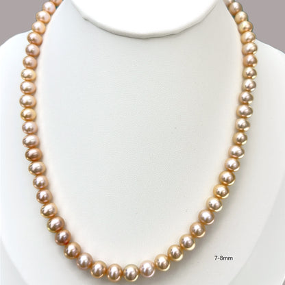 Metallic Orange Pearl Necklace