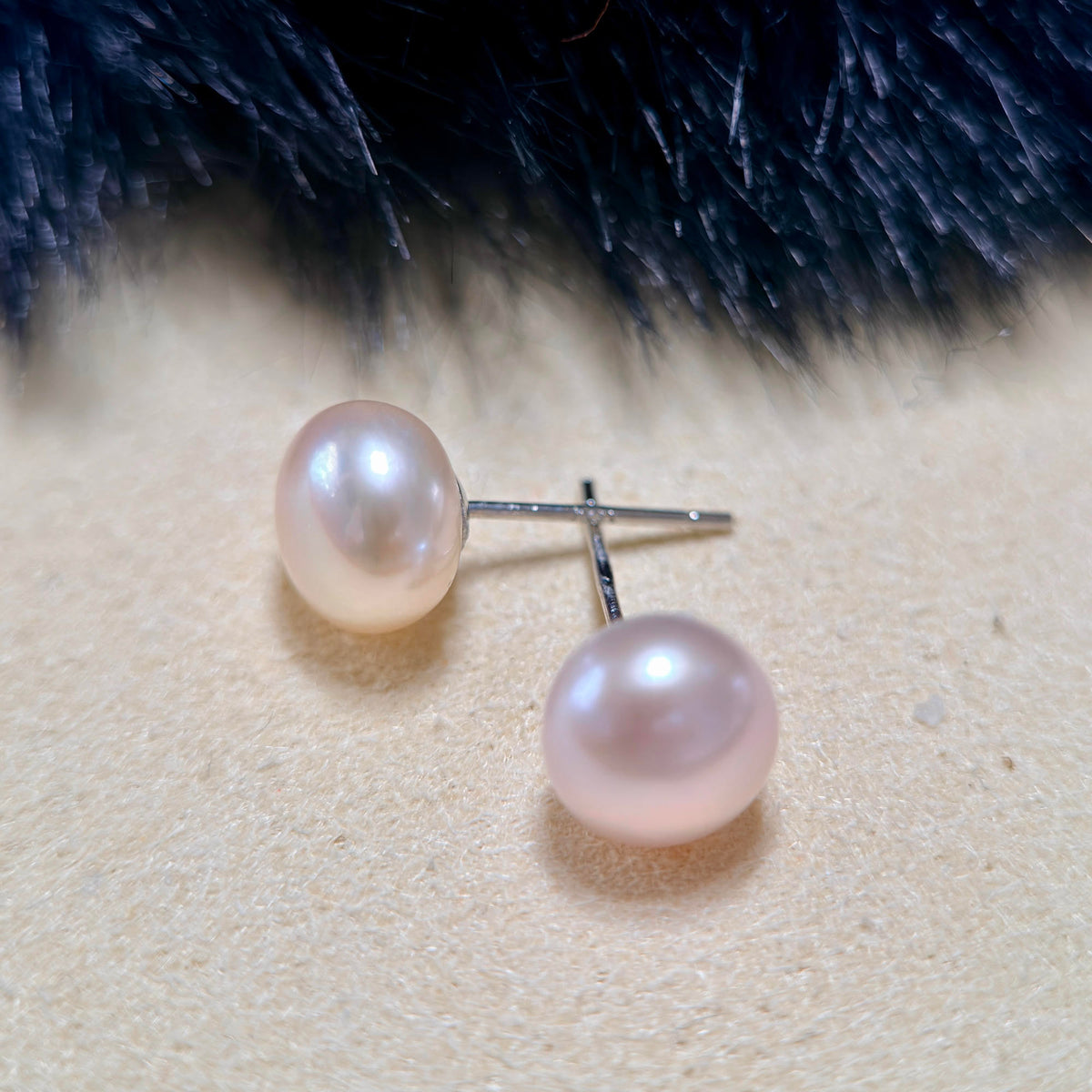 Colorful Flat Freshwater Pearl Stud Earrings – Minimalist