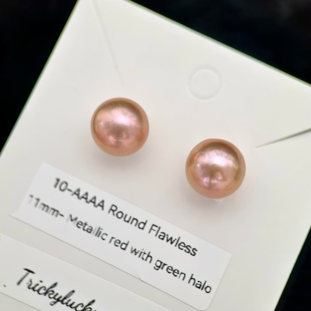 Natural Freshwater Pearl Stud Earrings | 10–13mm Pink, Purple & Metallic Pearls | Choose Your Pair