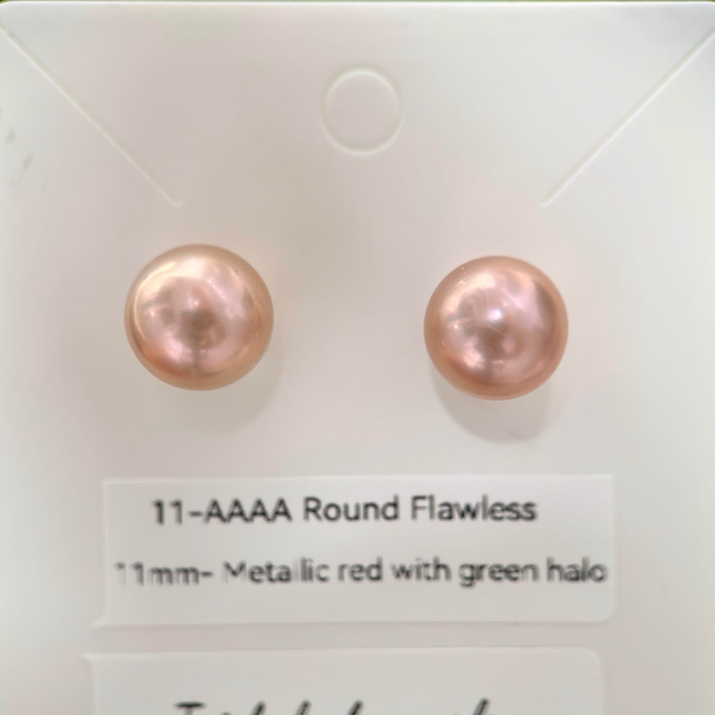 Natural Freshwater Pearl Stud Earrings | 10–13mm Pink, Purple & Metallic Pearls | Choose Your Pair