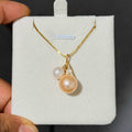 Dual Golden Orange & White Pearl Pendant Necklace