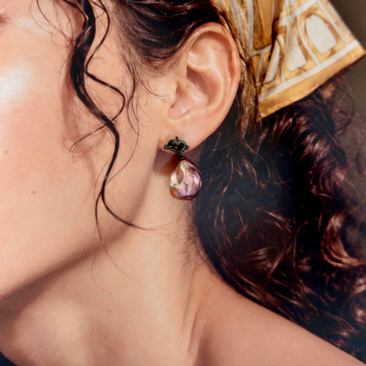 Artistic 17.5mm Multicolor Baroque Pearl Drop Earrings
