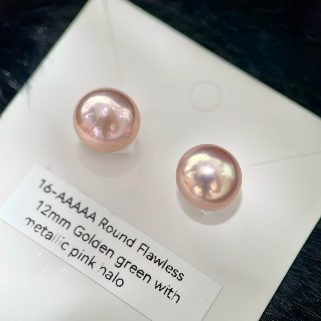 Natural Freshwater Pearl Stud Earrings | 10–13mm Pink, Purple & Metallic Pearls | Choose Your Pair