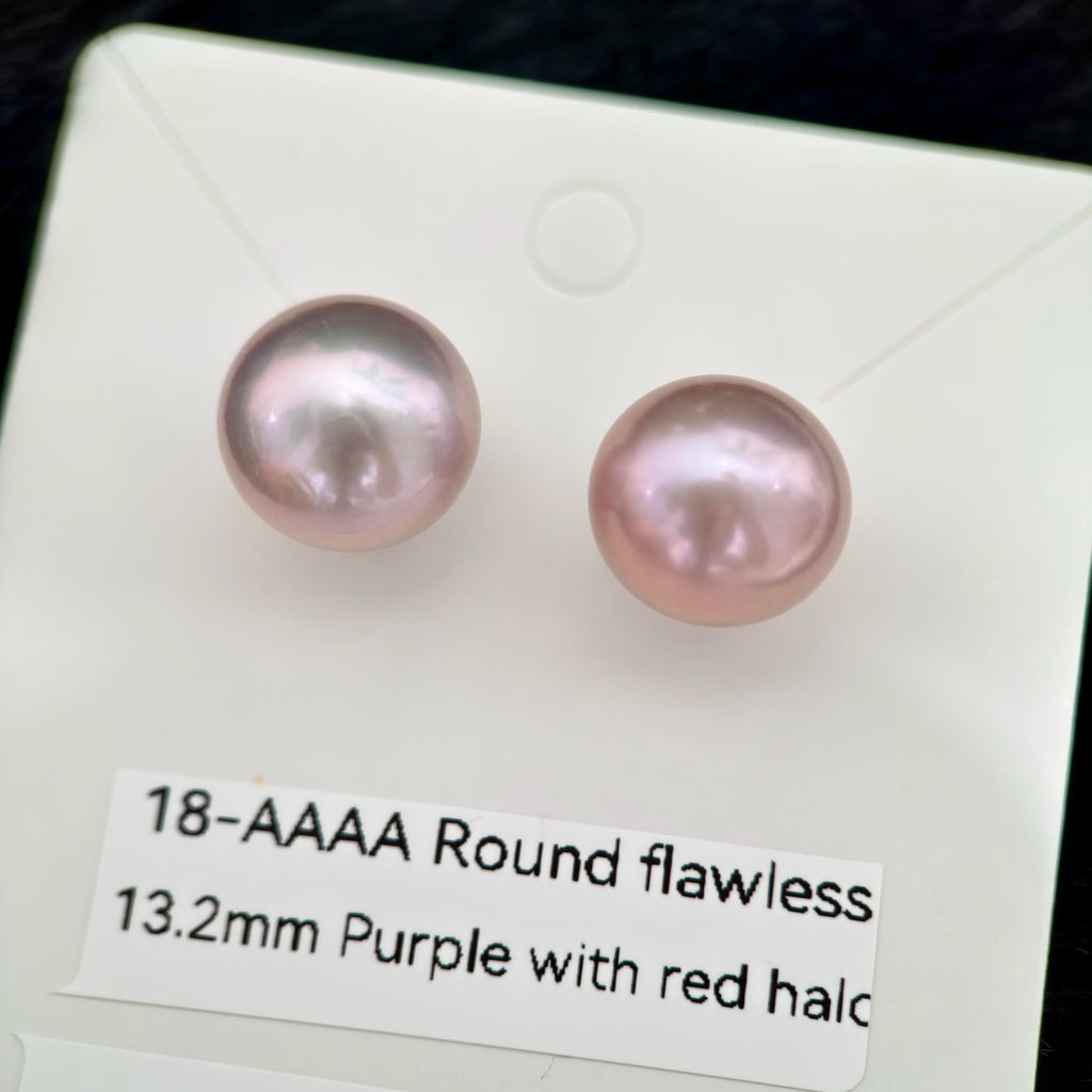 Natural Freshwater Pearl Stud Earrings | 10–13mm Pink, Purple & Metallic Pearls | Choose Your Pair
