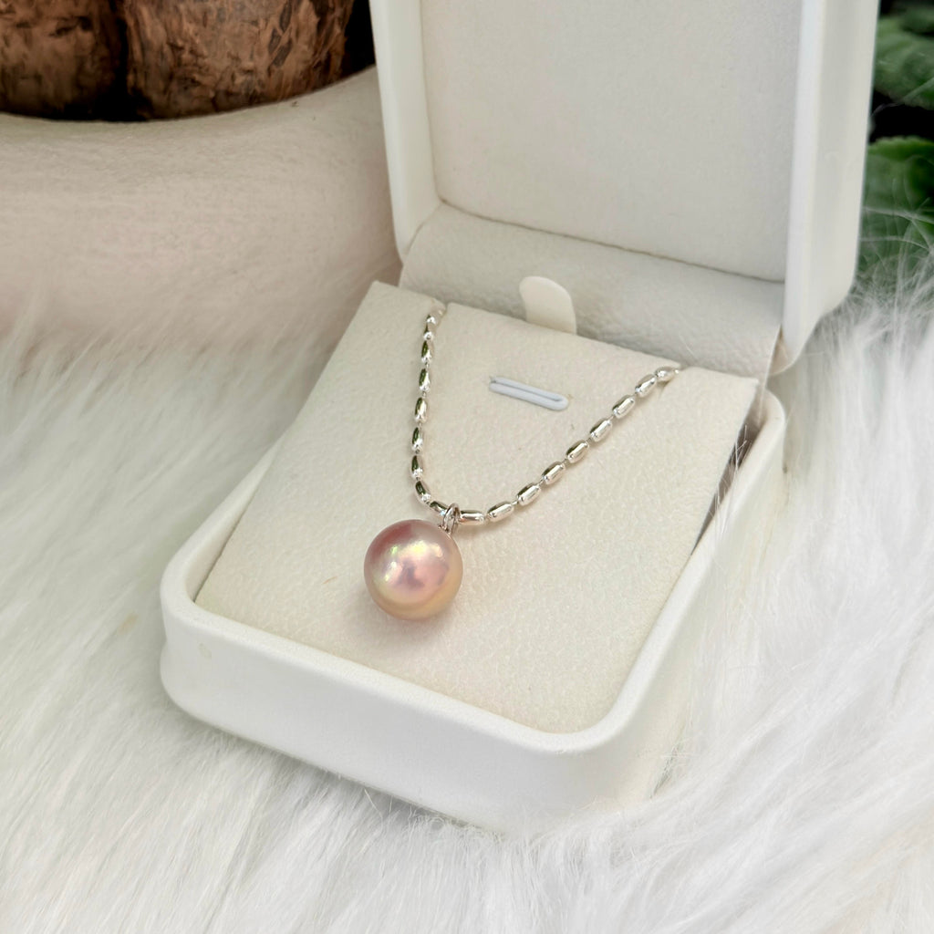 13.1mm Metallic Pink Golden Green Freshwater Pearl Pendant