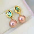 12.7mm Reddish-Brown Pearl Drop Earrings – Green Aurora Halo