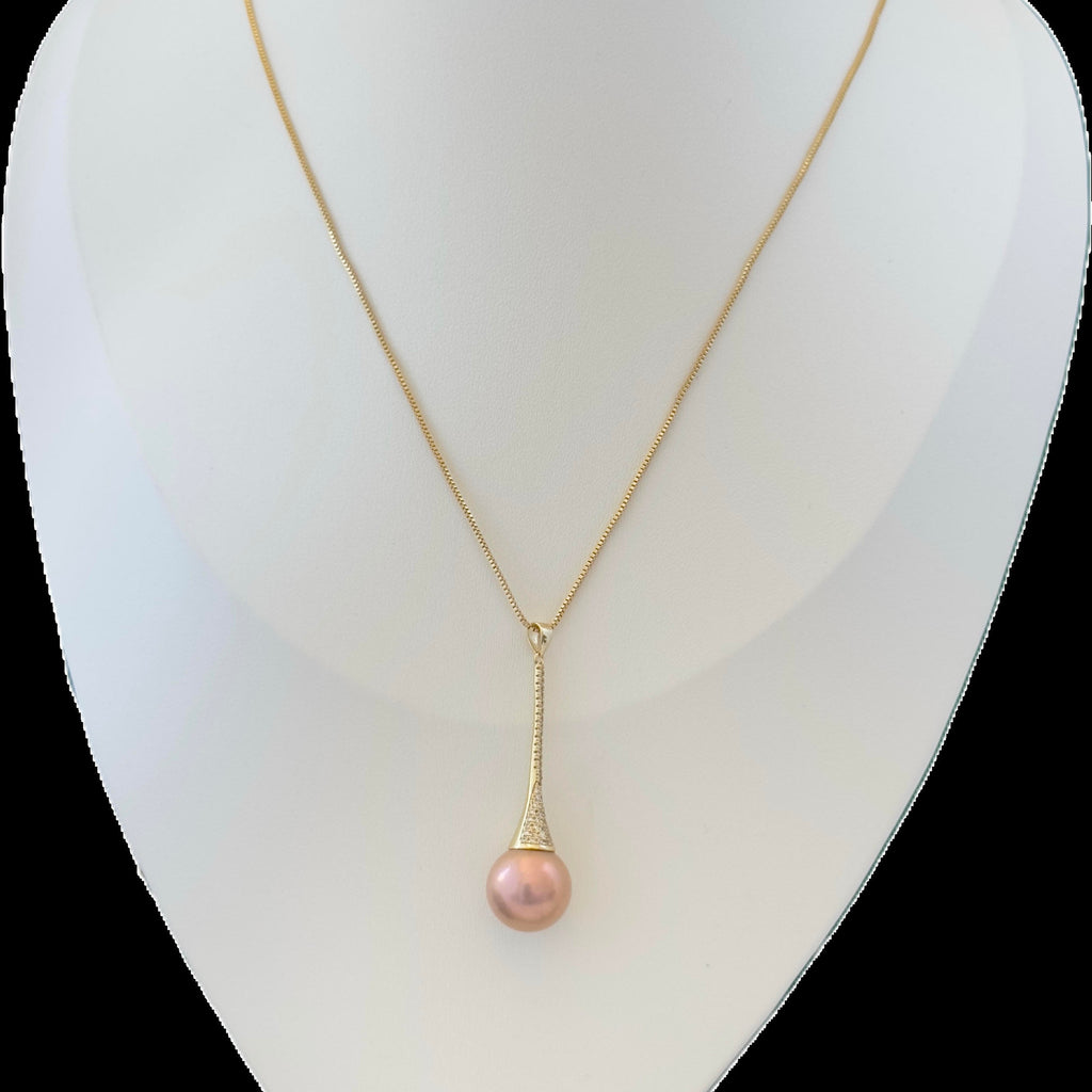 Pagoda Pearl Pendant Necklace – Lavender & Warm Halo