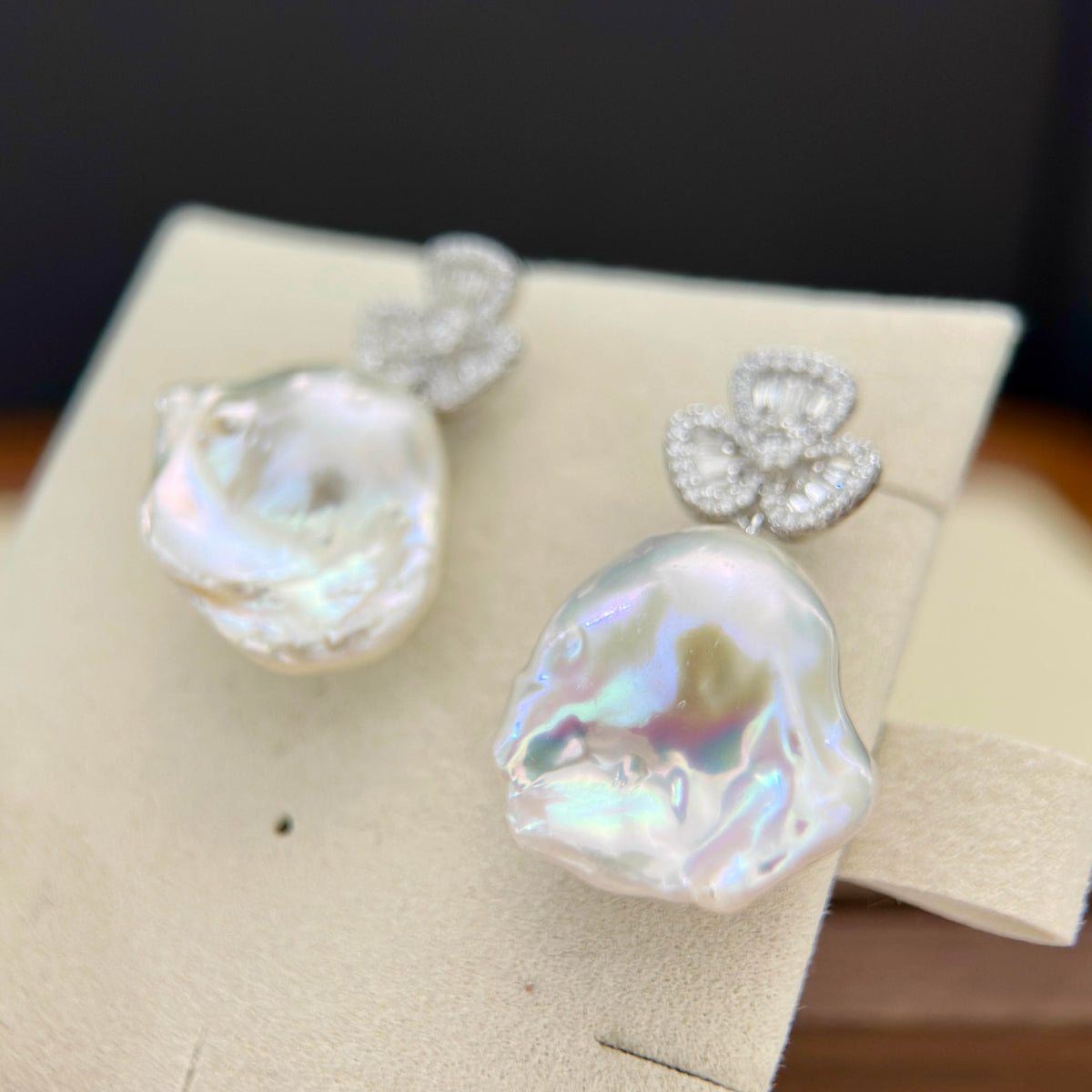 Lucky Charm 20mm White Baroque Pearl Drop Earrings
