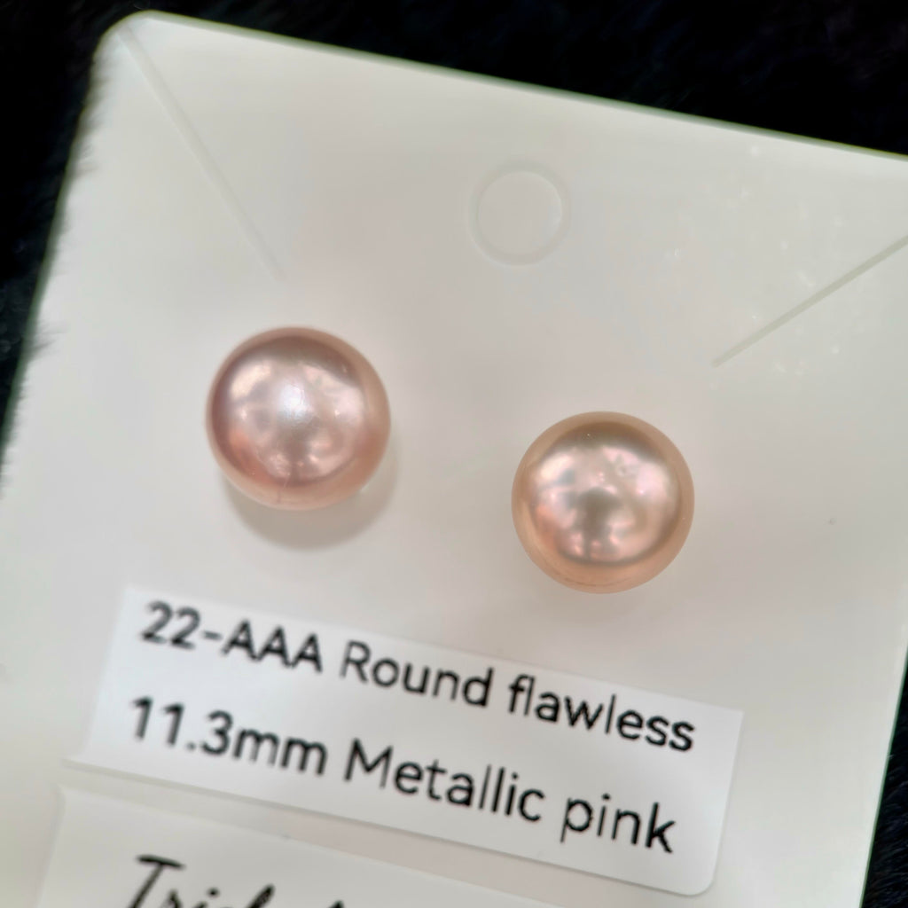 Natural Freshwater Pearl Stud Earrings | 10–13mm Pink, Purple & Metallic Pearls | Choose Your Pair