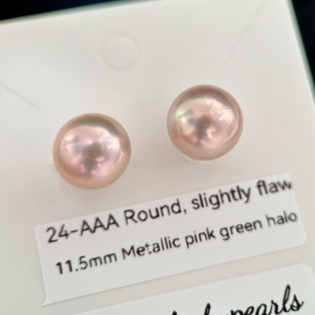 Natural Freshwater Pearl Stud Earrings | 10–13mm Pink, Purple & Metallic Pearls | Choose Your Pair