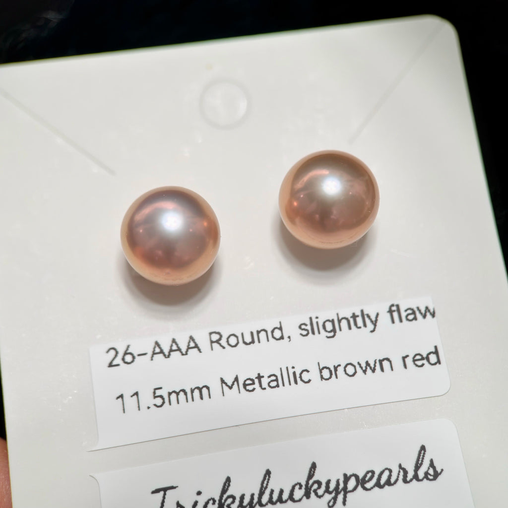 Natural Freshwater Pearl Stud Earrings | 10–13mm Pink, Purple & Metallic Pearls | Choose Your Pair