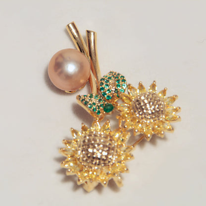 Sunflower Pearl brooch