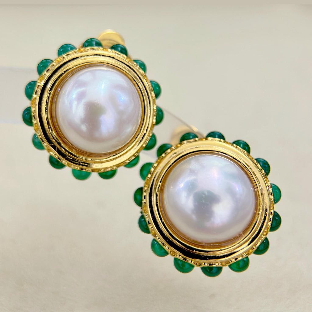 12.3mm White Pearl Clip-On Earrings – Chrysoprase Design