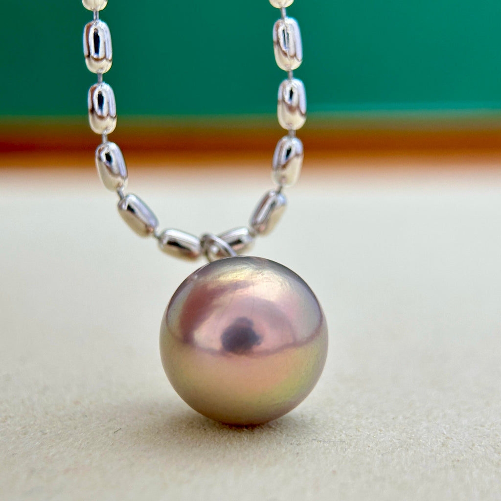 13.1mm Metallic Pink Golden Green Freshwater Pearl Pendant