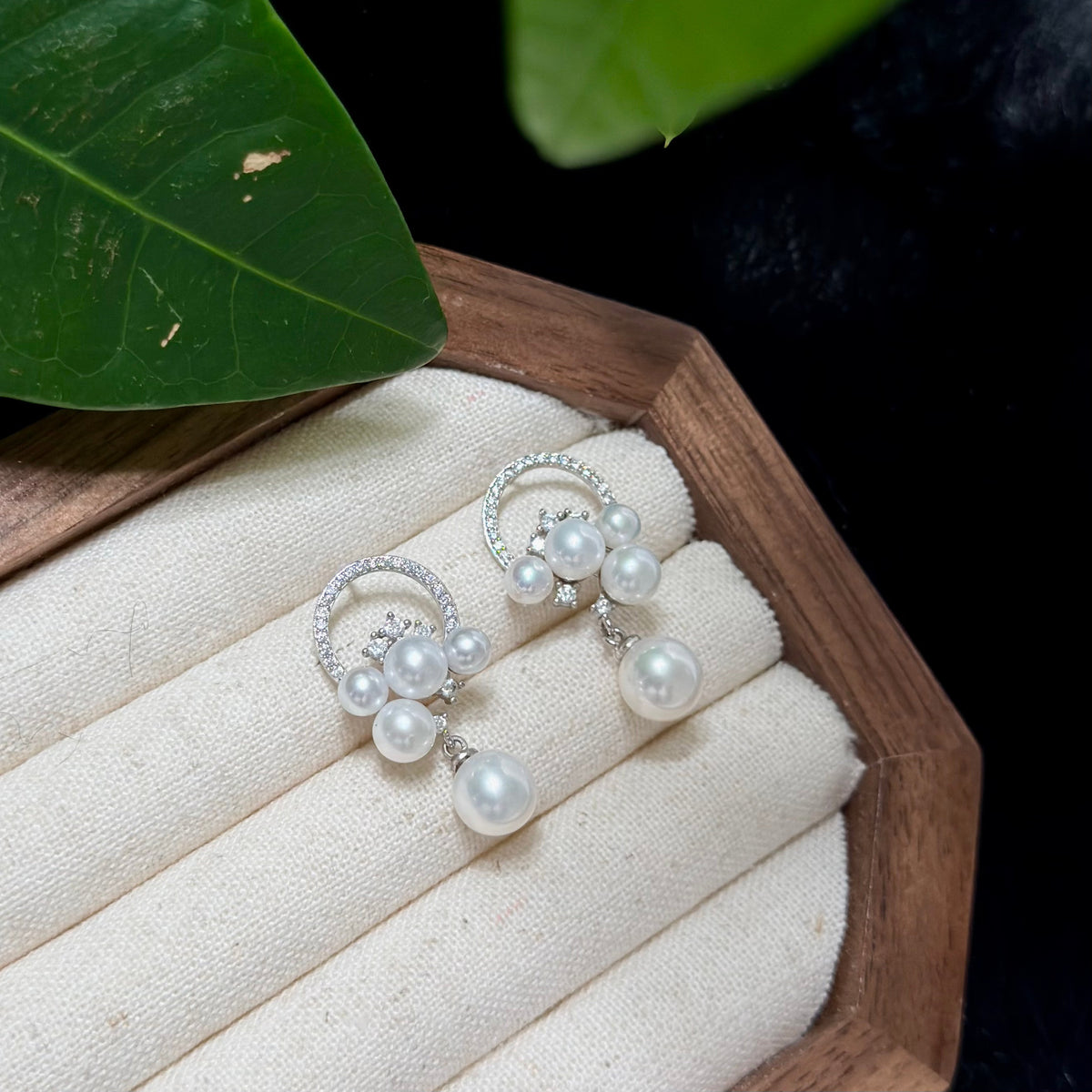 Sparkling Multi-Pearl Cluster Drop Earrings