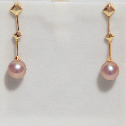 Long Golden Lattice Pearl Earrings