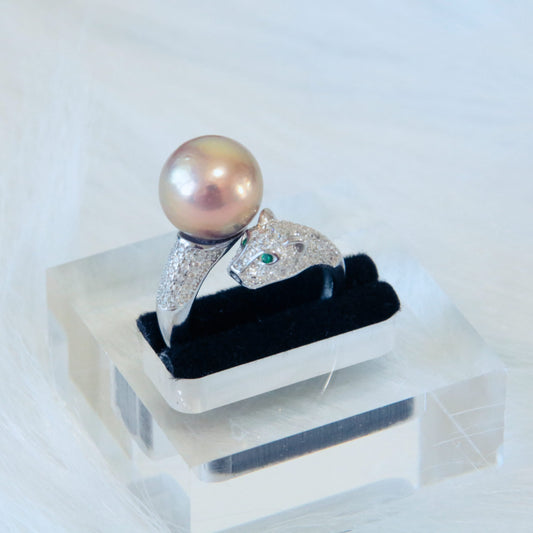 Wild cheetah pearl ring