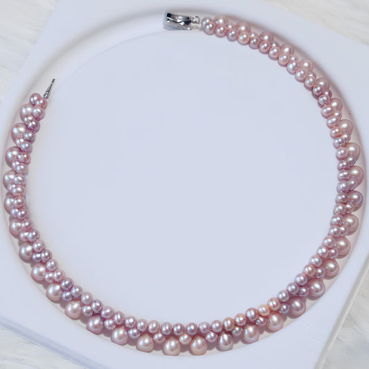 Weaven Pink and Purple Pearl Necklace