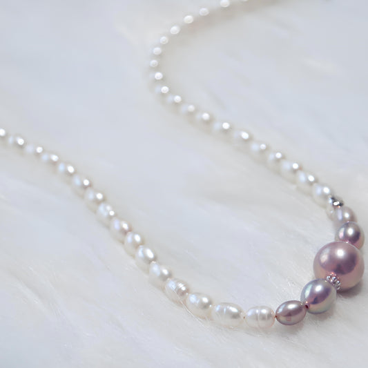 Metallic Pink Purple Pearl Collar Necklace