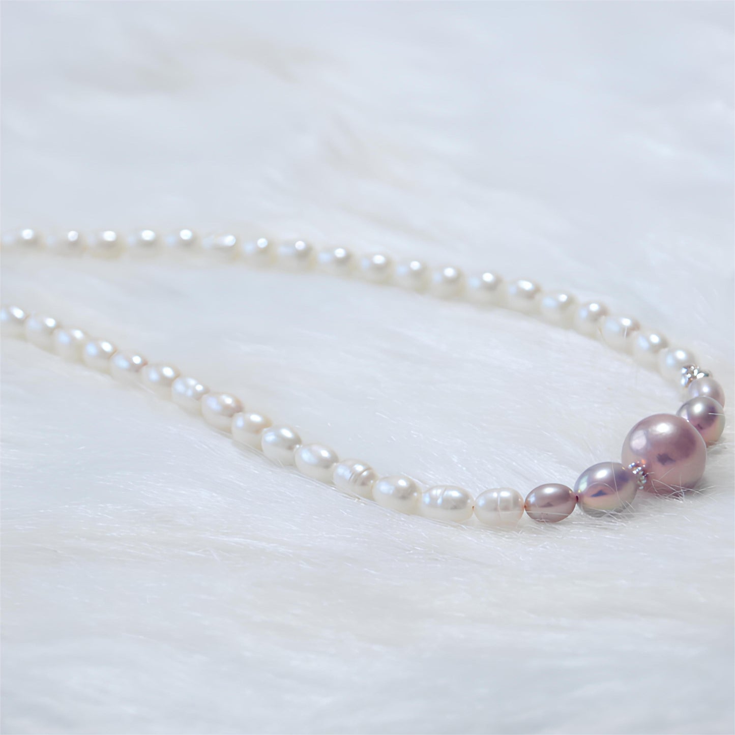 Metallic Pink Purple Pearl Collar Necklace