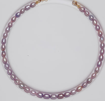 Purple Oval Pearl Necklace