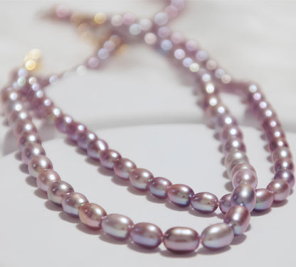 Purple Oval Pearl Necklace