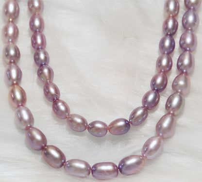 Purple Oval Pearl Necklace