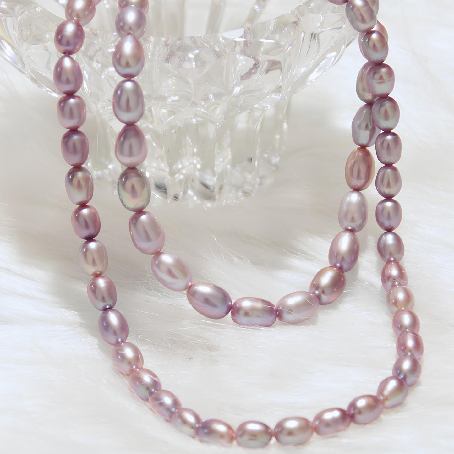 Purple Oval Pearl Necklace