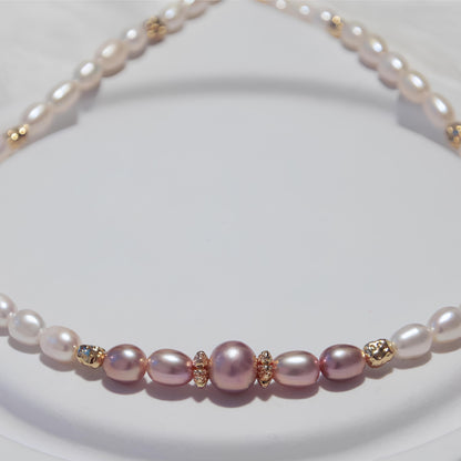 Metallic Pearl Necklace