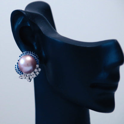 Blue Purple Pearl Earrings