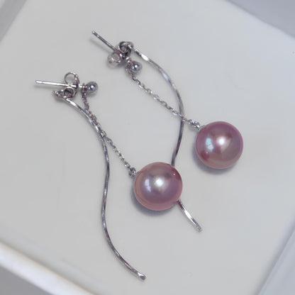 Wave Purple Pearl Earrings