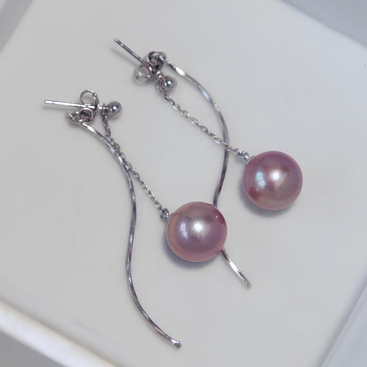 Wave Purple Pearl Earrings