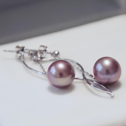 Wave Purple Pearl Earrings