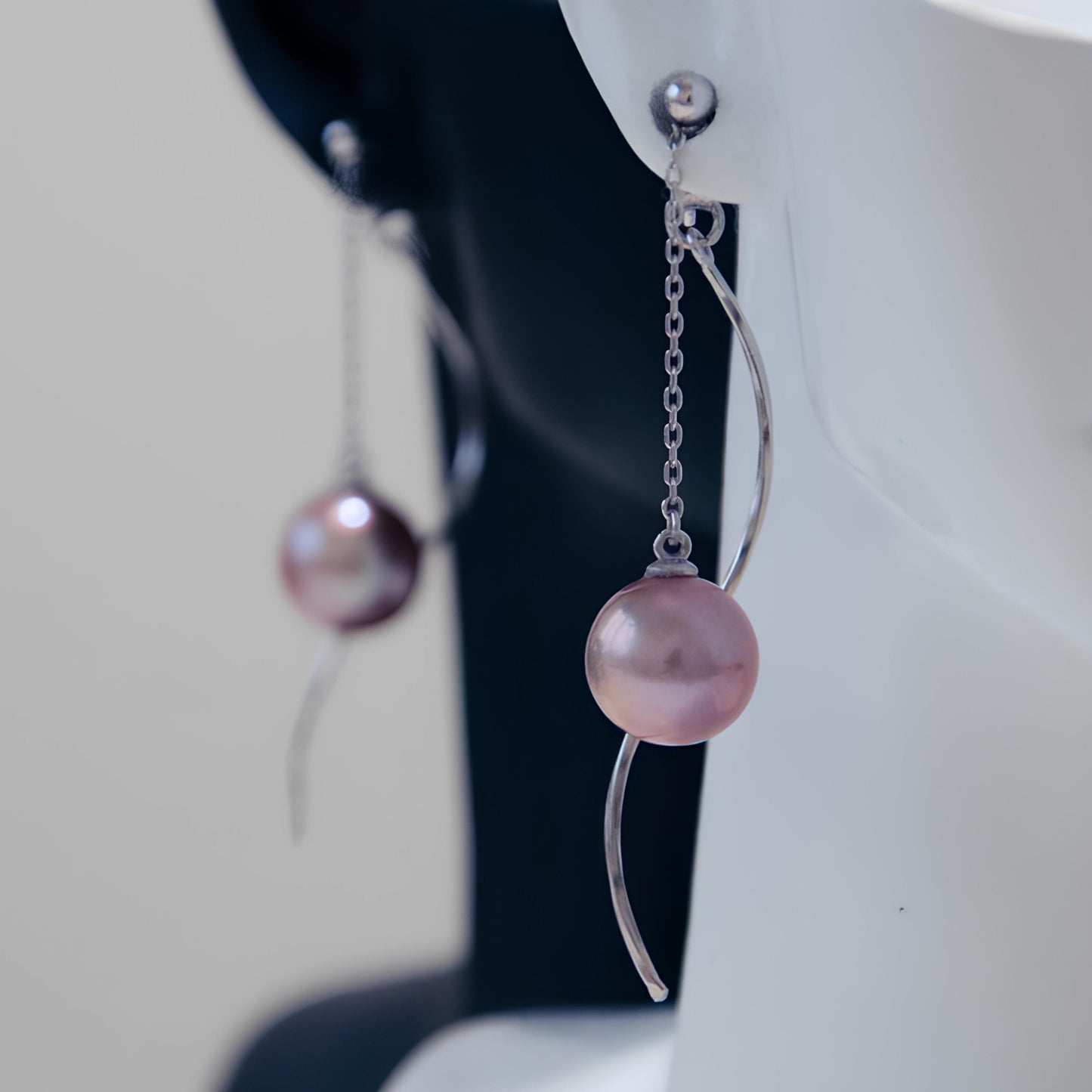 Wave Purple Pearl Earrings