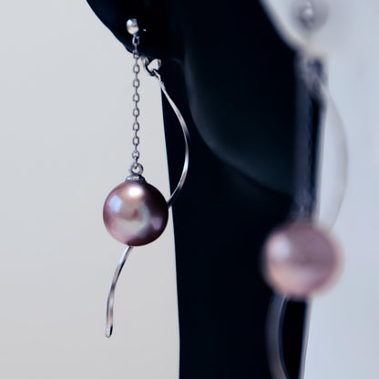 Wave Purple Pearl Earrings