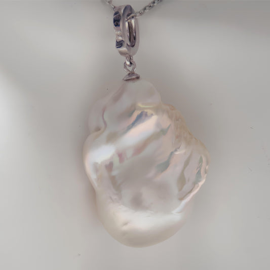 White Baroque Necklace Pendant