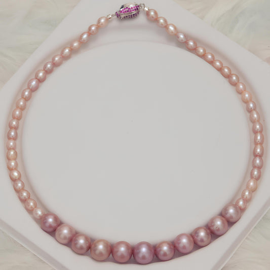 Pink-Orange Pearl Necklace