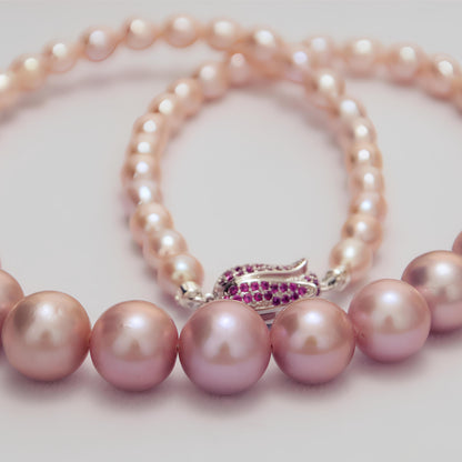 Pink-Orange Pearl Necklace