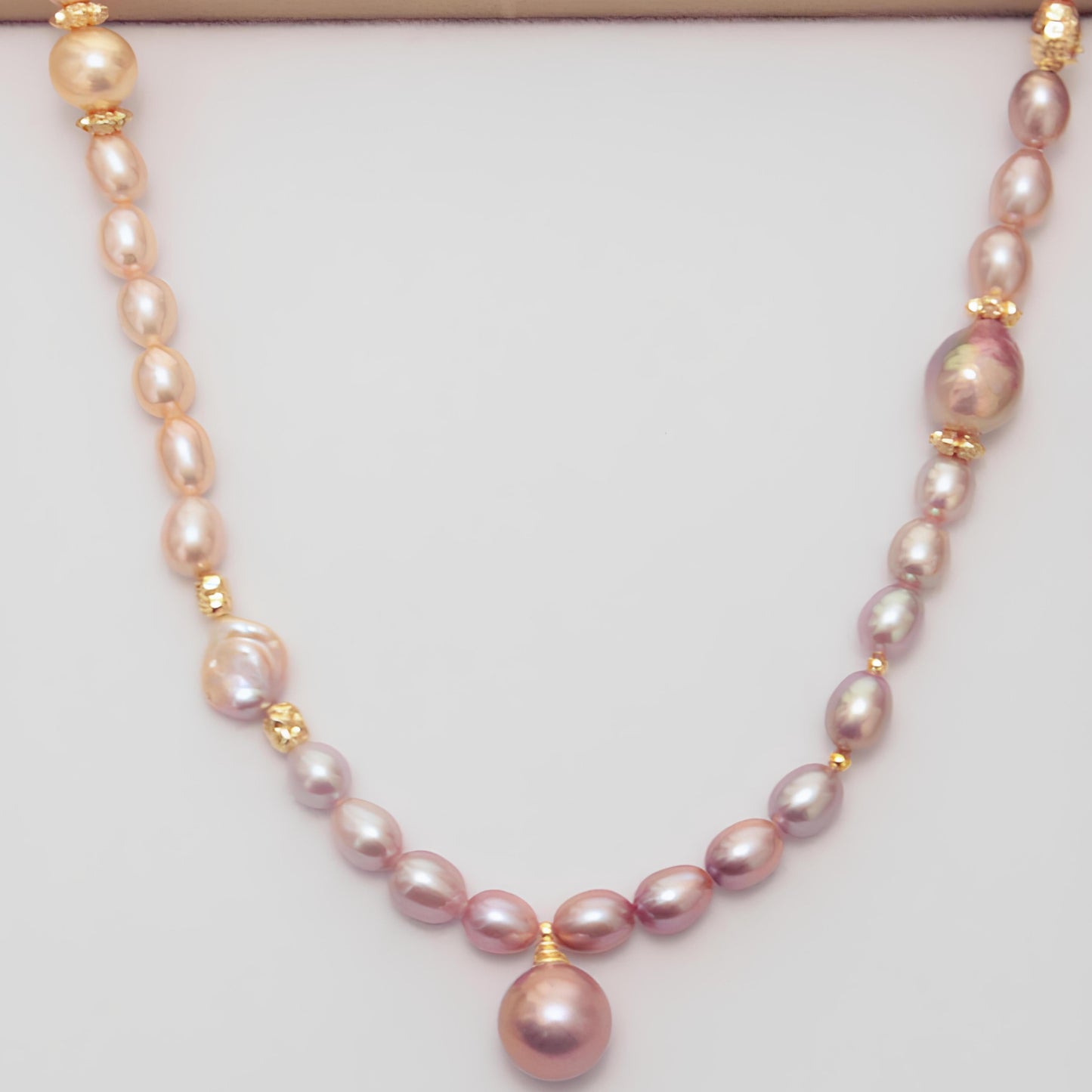 Gold and Purple Mixed Pearl Necklace