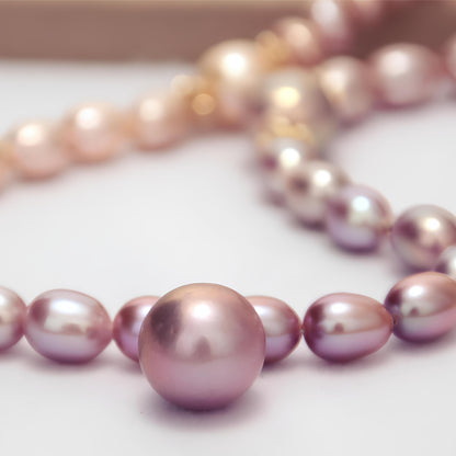 Gold and Purple Mixed Pearl Necklace