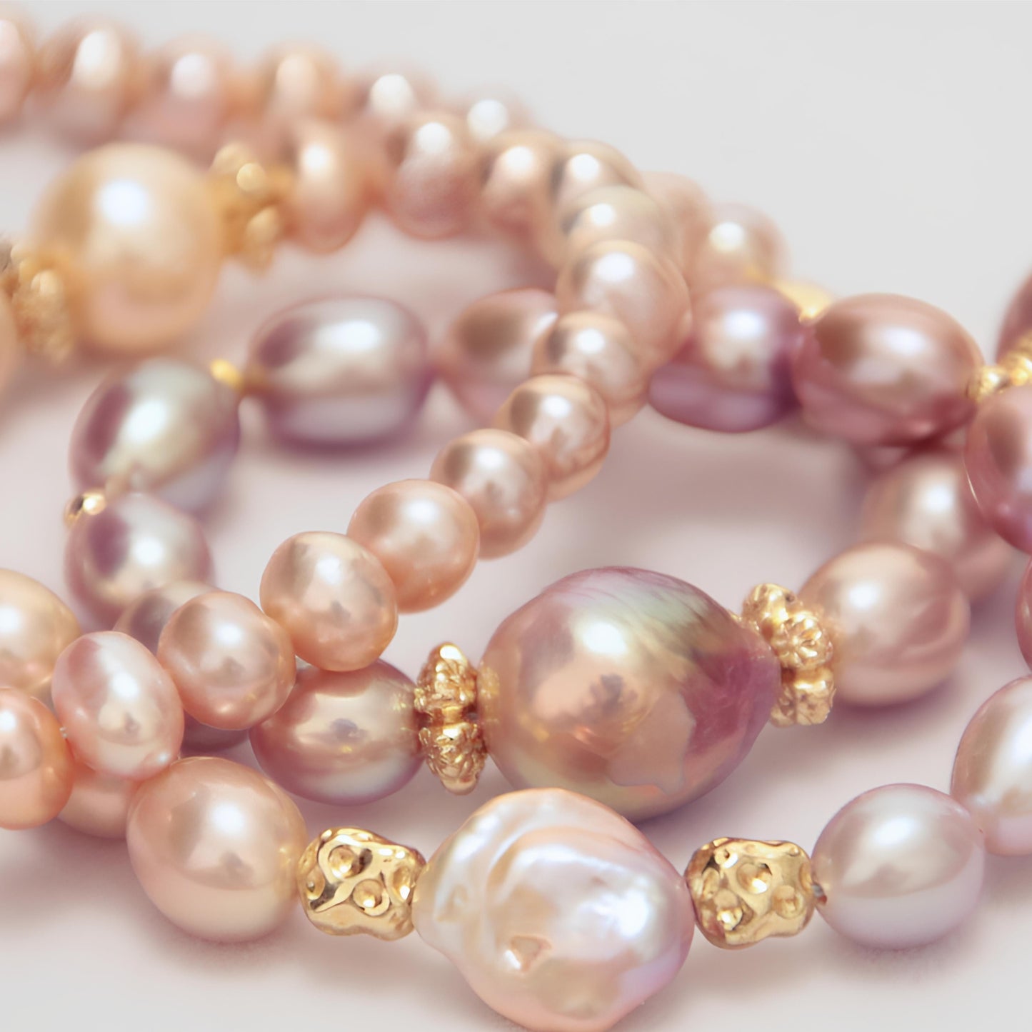 Gold and Purple Mixed Pearl Necklace